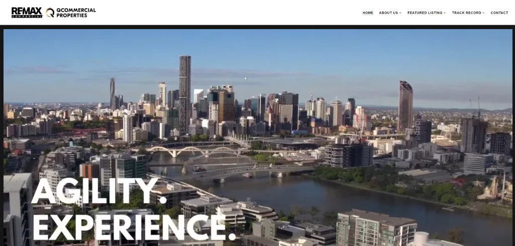 Screenshot of the QCommercial Properties website, designed and built by Synex Studio
