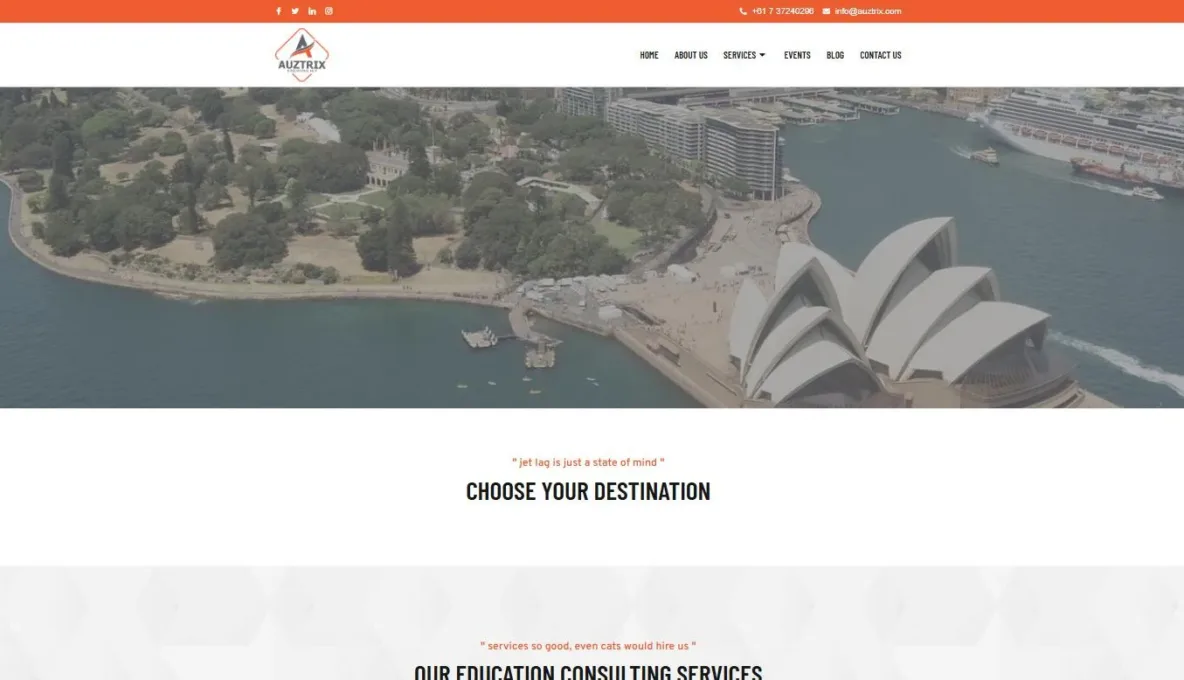 Screenshot of the Auztrix Educational Hub website, designed and built by Synex Studio