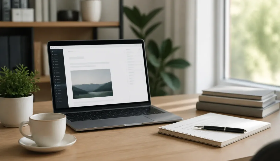 WordPress editor open on a laptop with an SEO suggestions panel visible