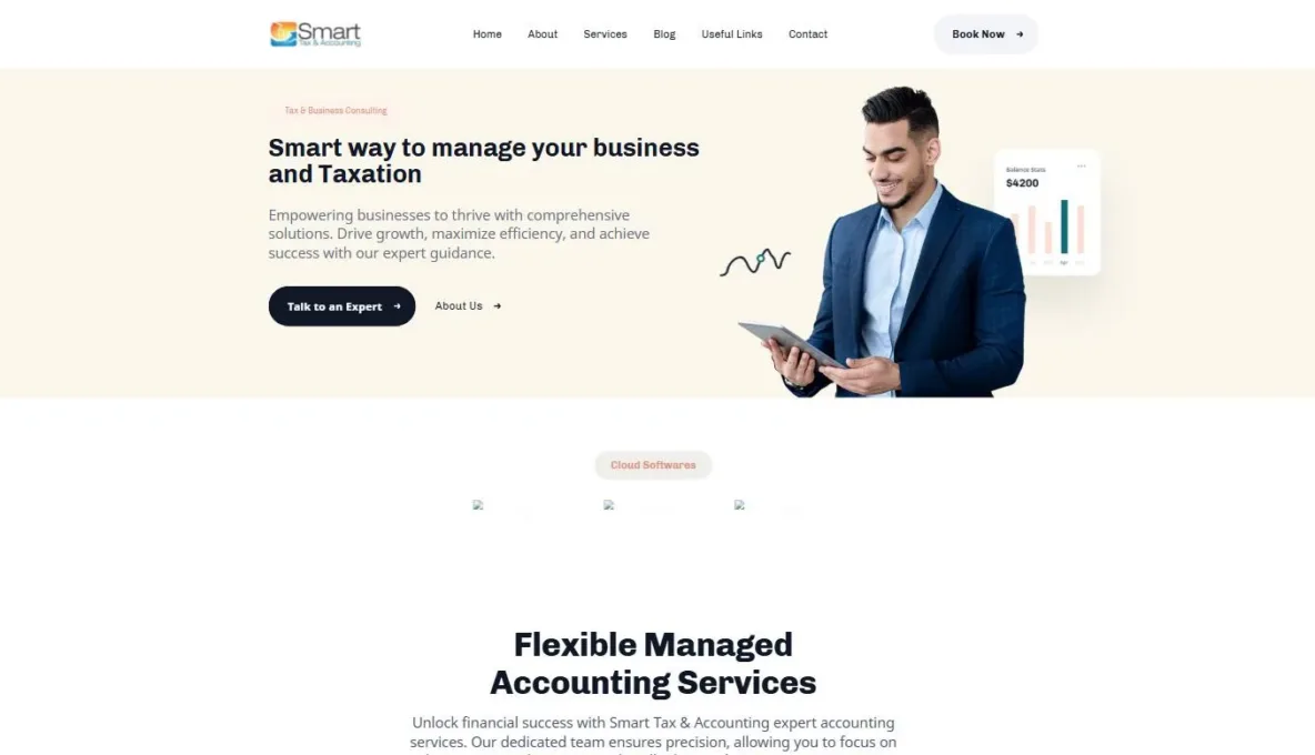 Screenshot of the Smart Tax & Accounting website, designed and built by Synex Studio