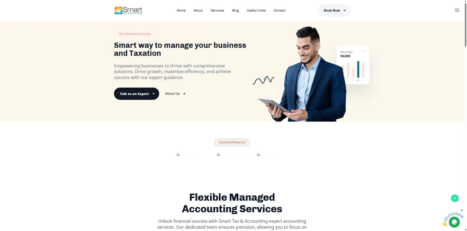 Screenshot of the Smart Tax & Accounting website, designed and built by Synex Studio